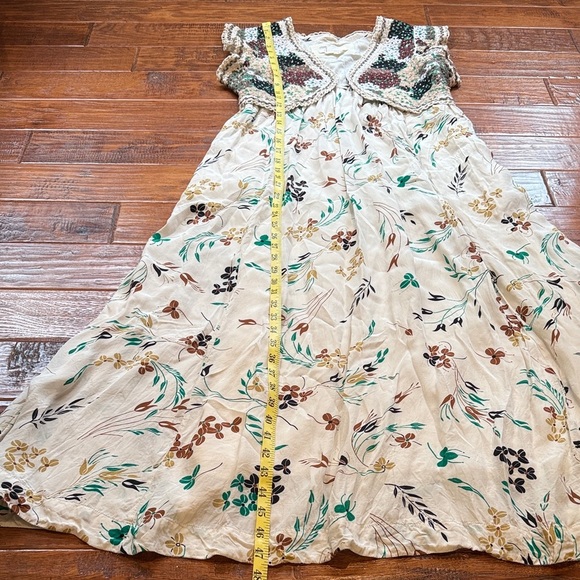 Anthropologie Crochet Floral Printed V Neck Maxi, 4P - Picture 7 of 13